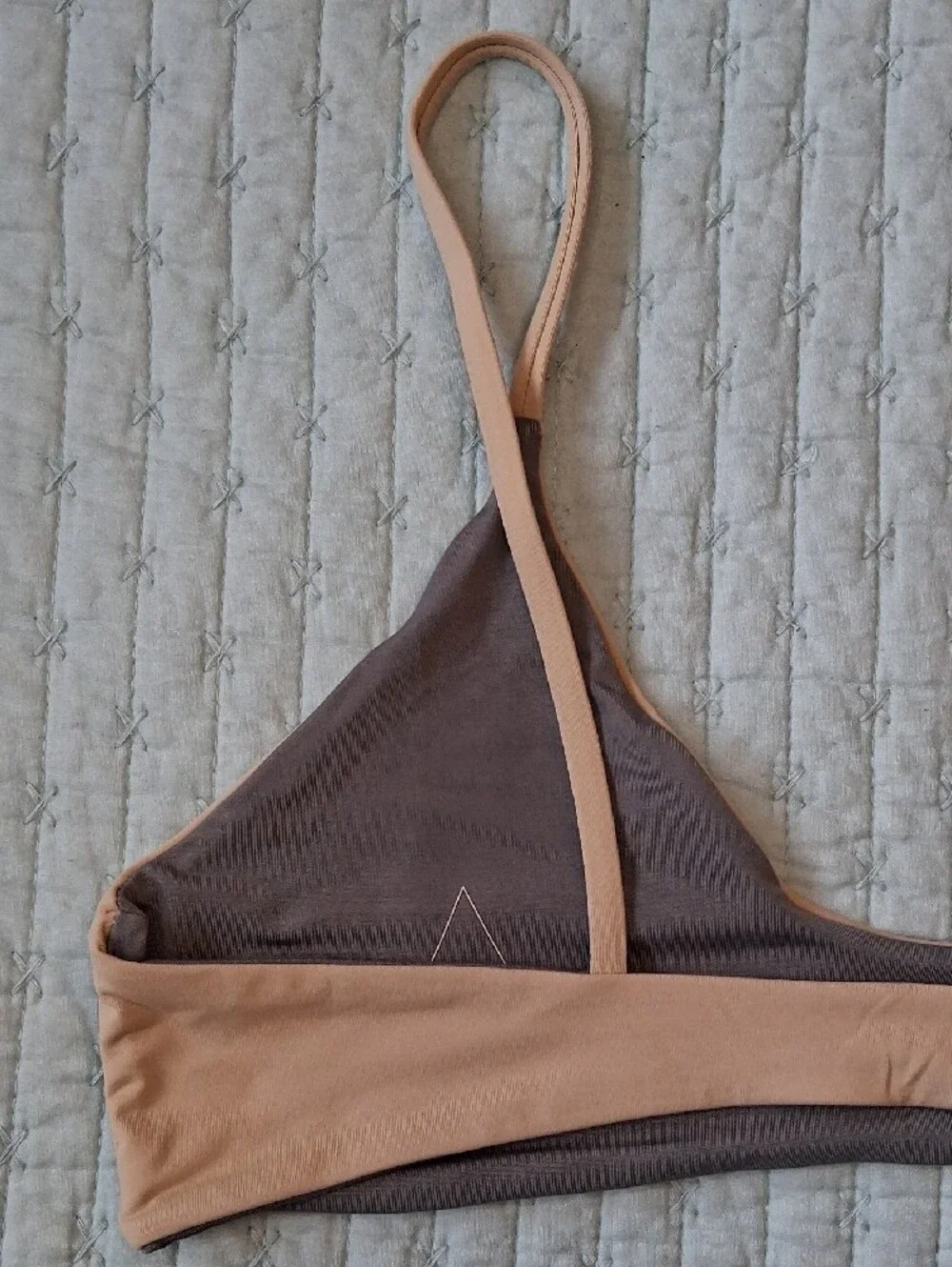Boys + Arrows Nude and Gray Teagan Bralette Bikini Top